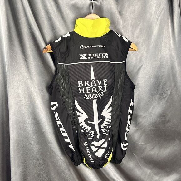 Betty Designs Braveheart Skull Wind Vest Small Full Zip Jersey Black Cycling NEW - Picture 3 of 13